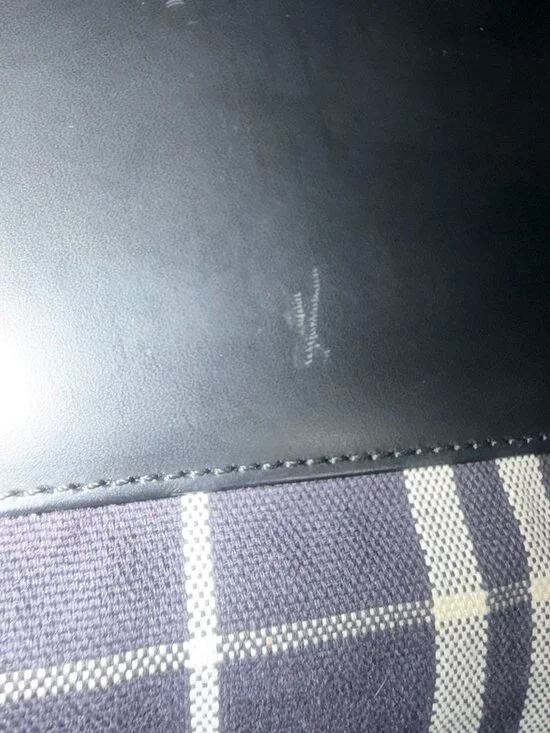 VTG Burberry Nova Check Tote XL Black Leather Cotton Canvas Open Top Bag Italy - Picture 8 of 10